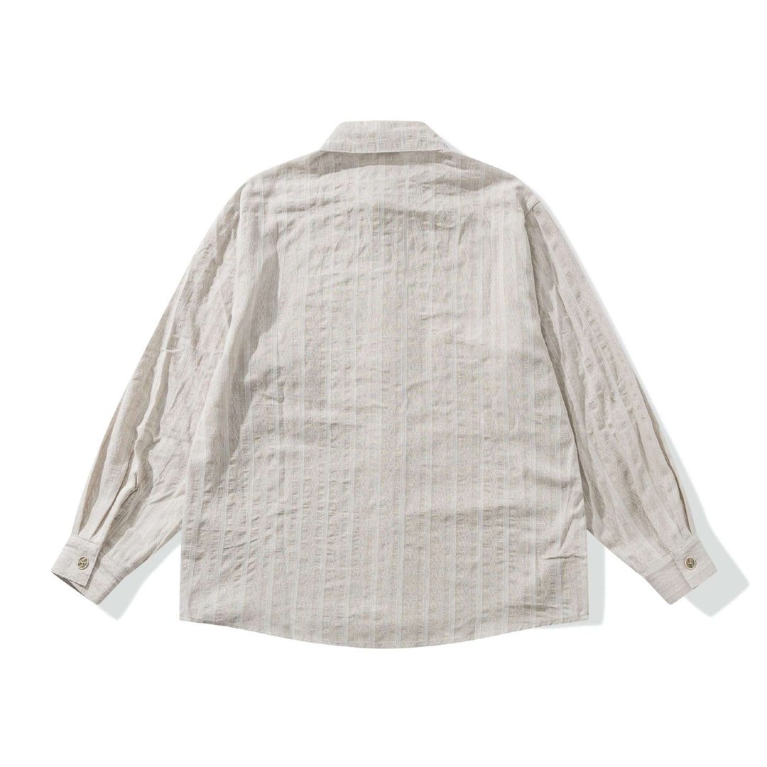 Unisex Lockeres Overshirt aus Leinenmischung mit Struktur und Brusttasche Echoarchiv