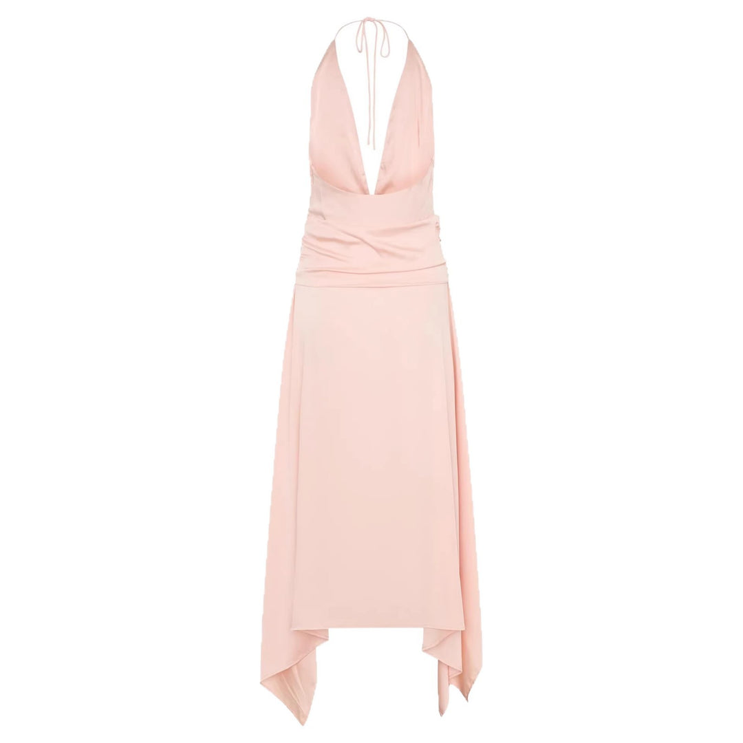 Damen Elegantes Wickelkleid mit tiefem V-Ausschnitt und asymmetrischem Saum Echo Archiv