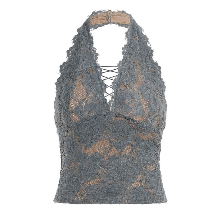 Damen Elegantes Spitzen-Haltertop mit tiefem V-Ausschnitt Echo Archiv