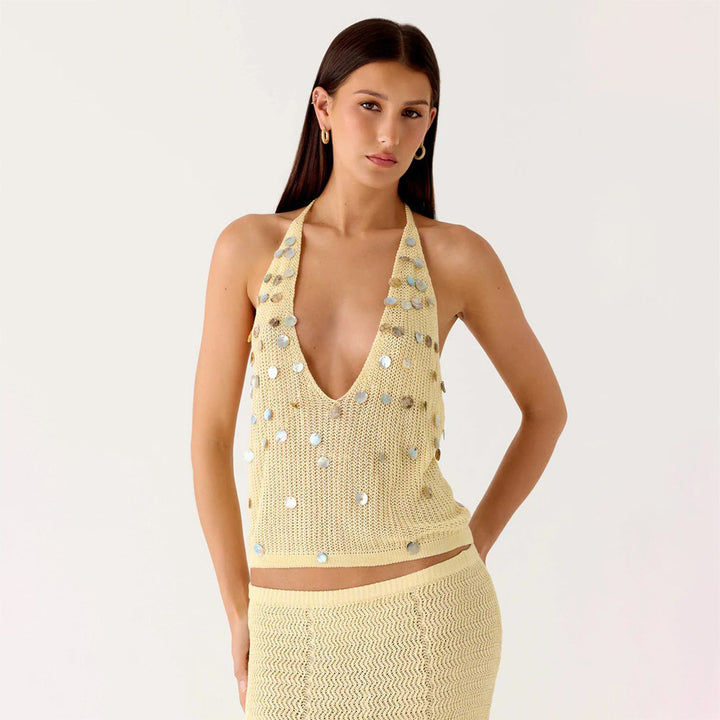 Damen Stricktop mit funkelneden Details Echo Archiv