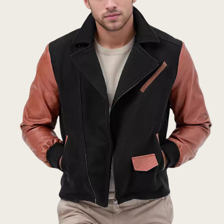 Herren lässige Designerjacke mit kontrastierenden Ärmeln und praktischen Taschen Echoarchiv