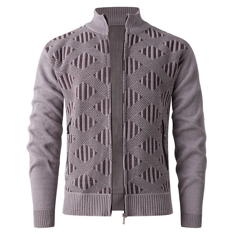 Herren Strickjacke mit strukturiertem Muster und hohem Kragen Echoarchiv