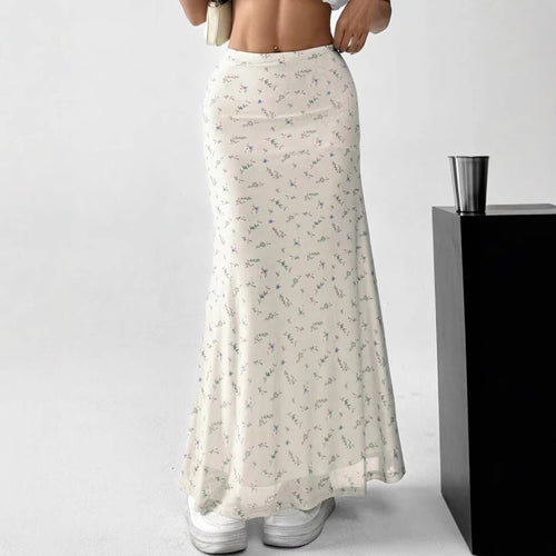 Damen Langrock mit floralen Motiven und fließendem Schnitt Echo Archiv