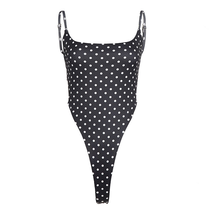 Damen Badeanzug mit hochgeschnittenem Design und verspieltem Polka-Dots-Muster Echo Archiv