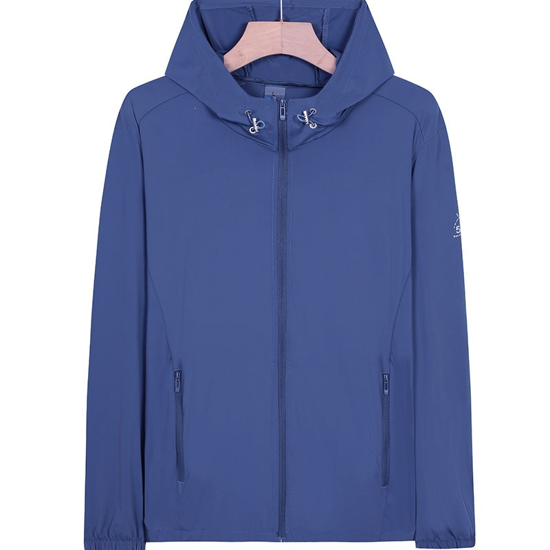 Unisex Leichte wind- und wasserabweisende Kapuzen‑Übergangsjacke mit durchgehendem Reißverschluss, Reißverschlusstaschen & elastischen Bündchen Echoarchiv