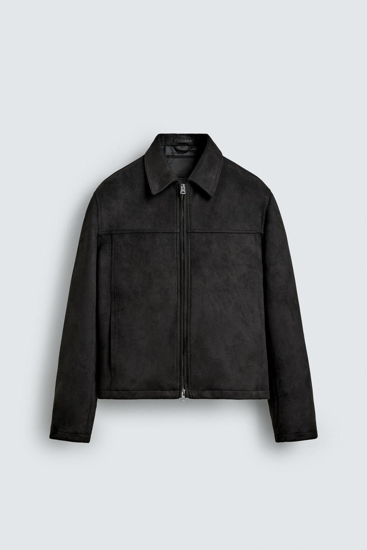 Herren Wildlederjacke mit Reißverschluss und Hemdkragen Echo Archiv