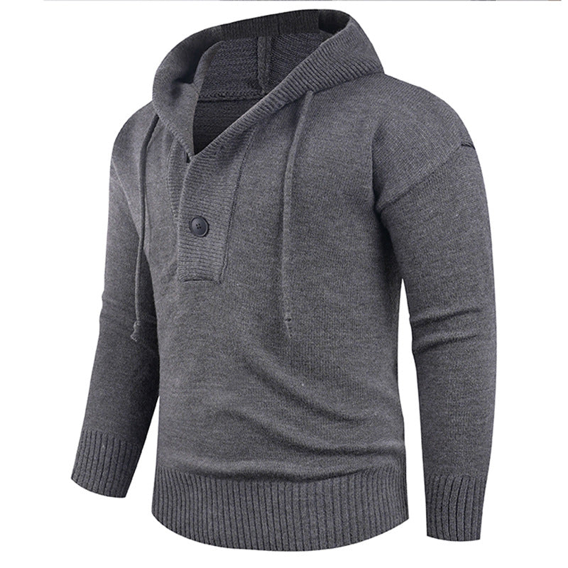 Herren modischer Pullover mit hohem Kragen und funktionalen Knöpfen Echoarchiv