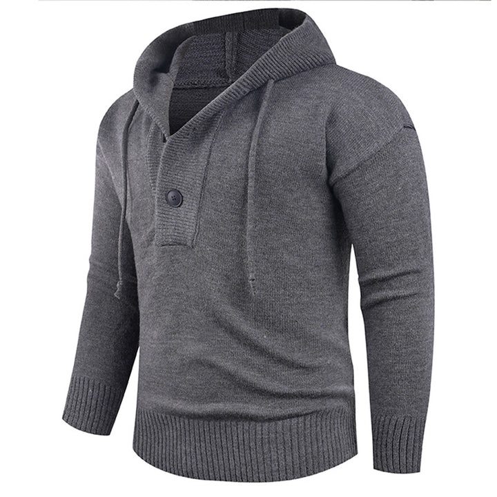 Herren modischer Pullover mit hohem Kragen und funktionalen Knöpfen Echoarchiv