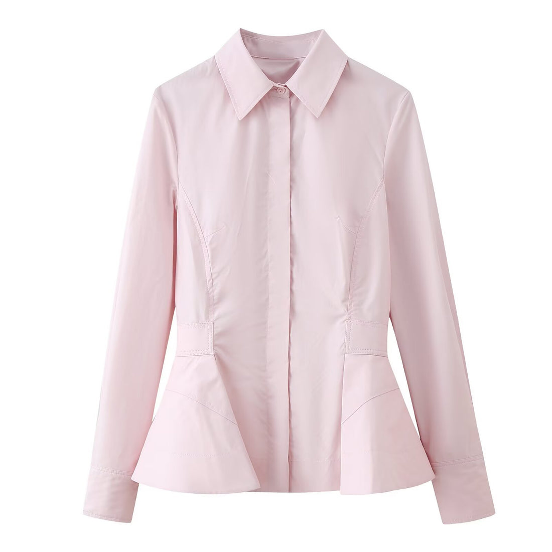 Damen Taillierter Kurzblazer im Peplum‑Schnitt mit Hemdkragen Echoarchiv