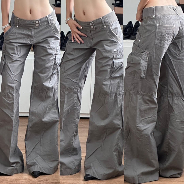 Damen Cargohose mit weitem Bein, hoher Taille und aufgesetzten Klappentaschen Echo Archiv