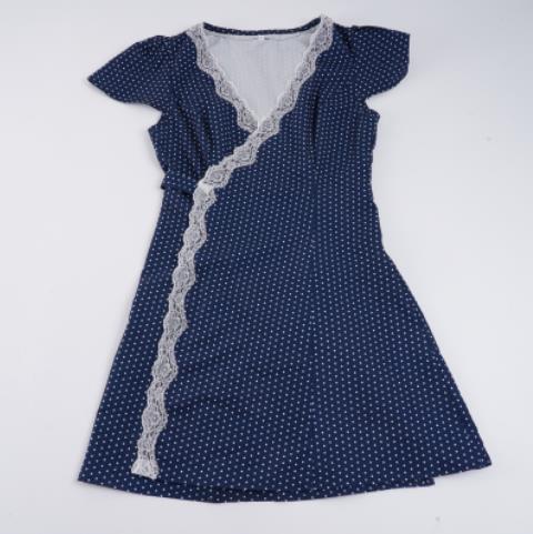 Damen Polka Dot Wickelkleid mit Spitzenakzenten Echo Archiv