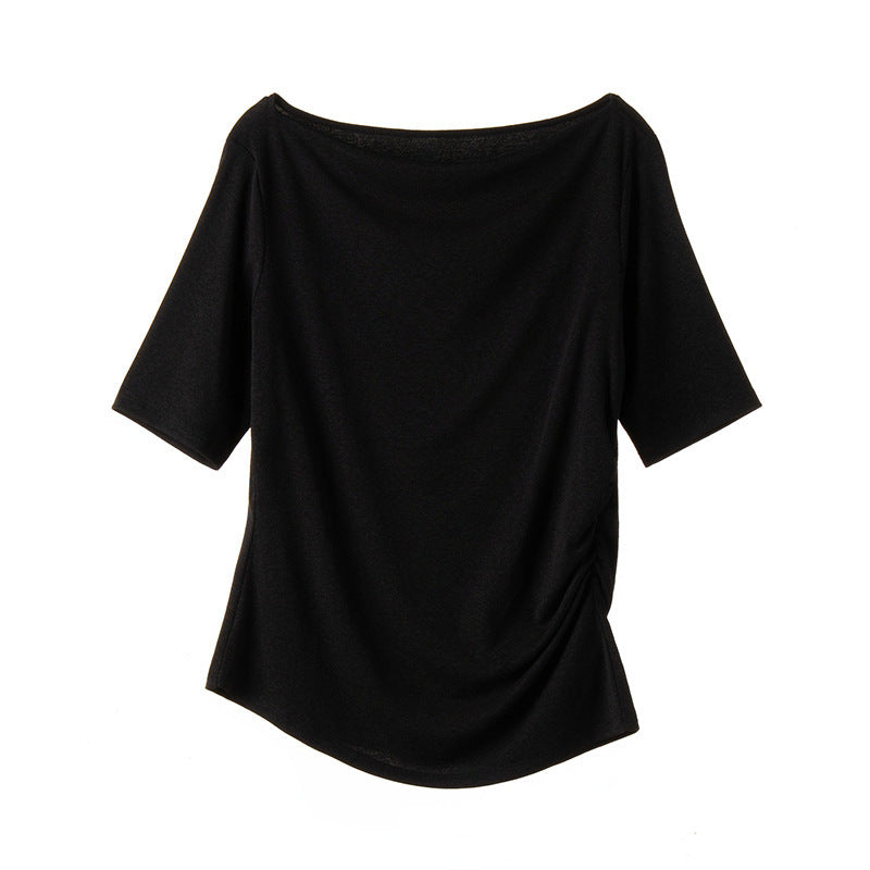 Damen Jerseytop mit U-Boot-Ausschnitt und seitlicher Raffung Echo Archiv