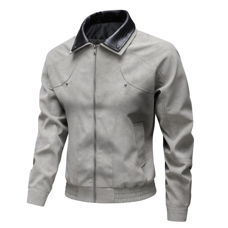 Herren Vintage-inspirierte Kunstleder-Blousonjacke mit kontrastkragen Echo Archiv
