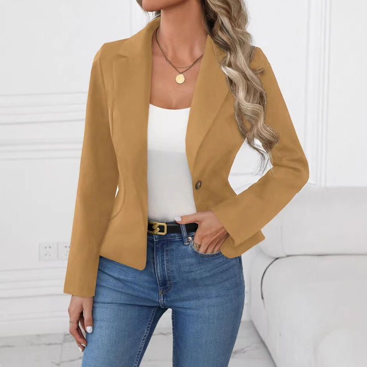 Damen taillierter Ein-Knopf-Blazer mit Reverskragen und Eingrifftaschen – Valéne
