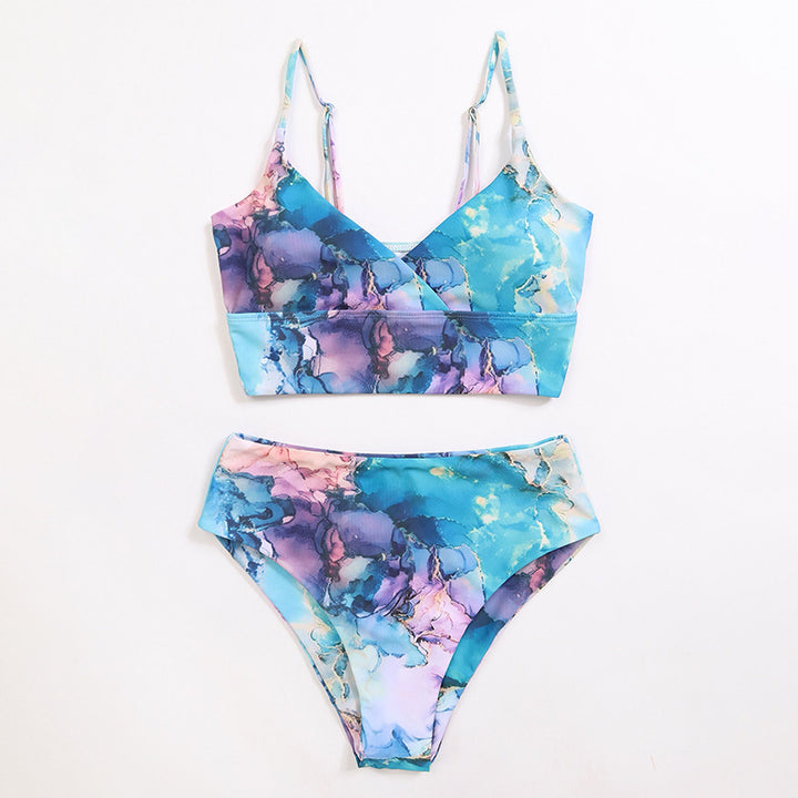 Damen Bikini-Set mit gekreuztem Oberteil und floralen Details Echo Archiv