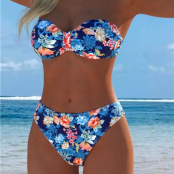 Damen Bikini-Set mit floralem Balconette-Oberteil und hochgeschnittenem Höschen Echo Archiv