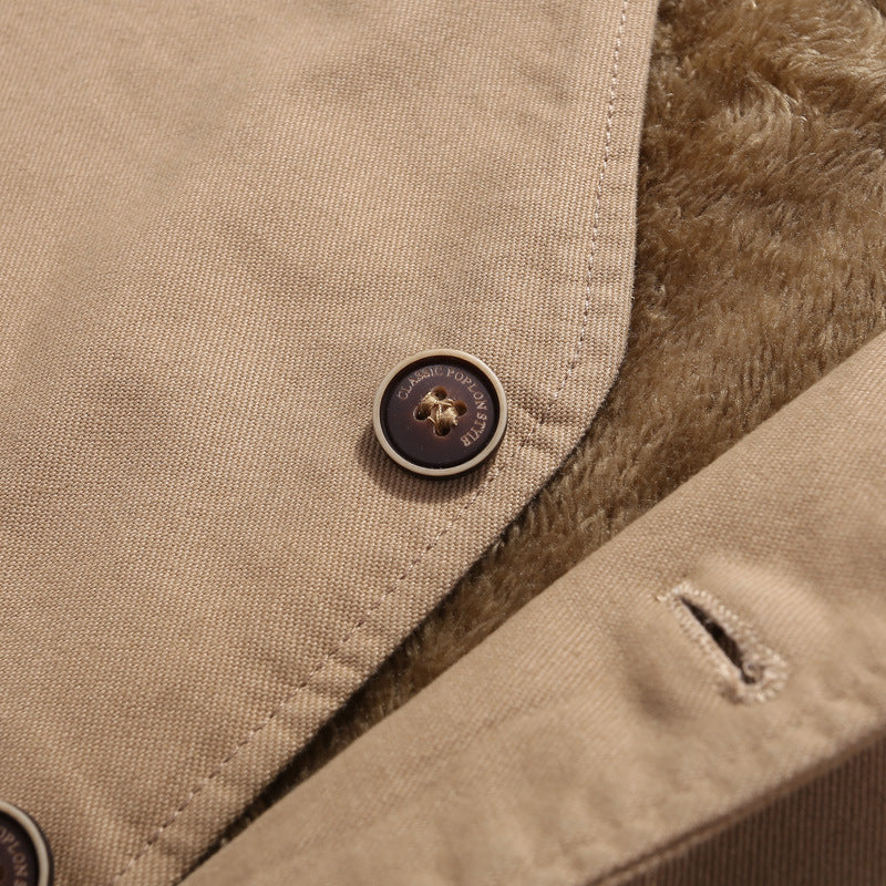 Herren wattierte Canvas‑Weste mit wärmender Teddyfutter‑Innenlage und praktischen Taschen Echo Archiv