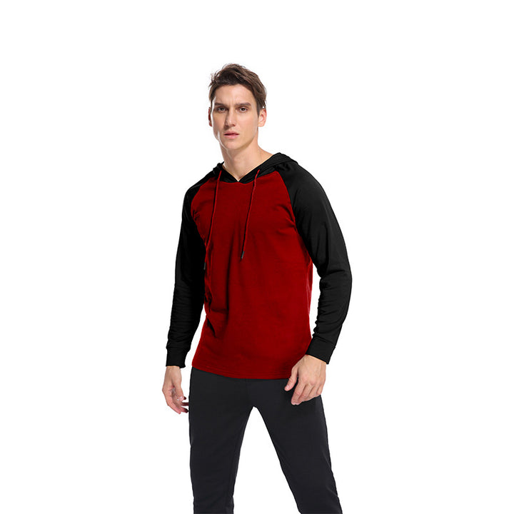 Herren lässiges Langarm Hoodie-Shirt mit Kontrastärmel Echoarchiv