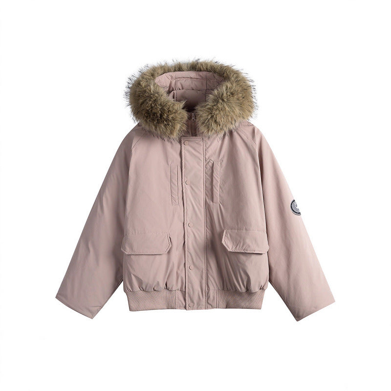 Damen Kurz-Bomberjacke mit Thermowattierung, Kapuze mit abnehmbarem Kunstfell und Utility-Taschen Echo Archiv