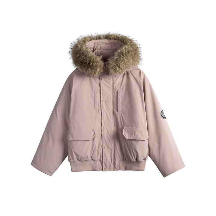 Damen Kurz-Bomberjacke mit Thermowattierung, Kapuze mit abnehmbarem Kunstfell und Utility-Taschen Echo Archiv
