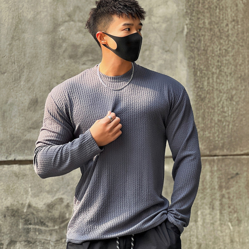 Herren stilvolles Langarmshirt mit strukturierter Oberfläche Echoarchiv