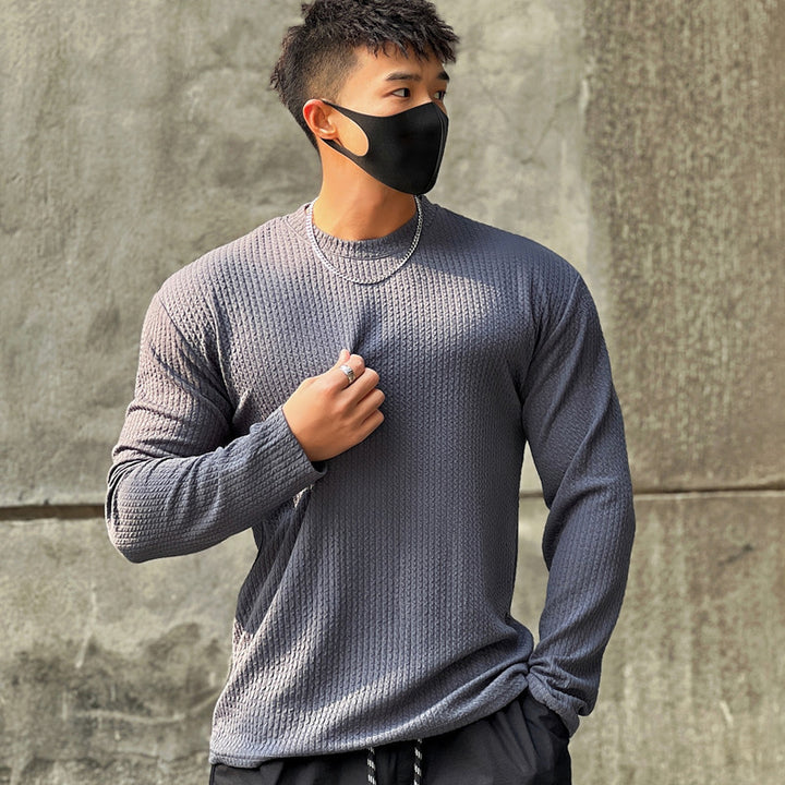 Herren stilvolles Langarmshirt mit strukturierter Oberfläche Echoarchiv