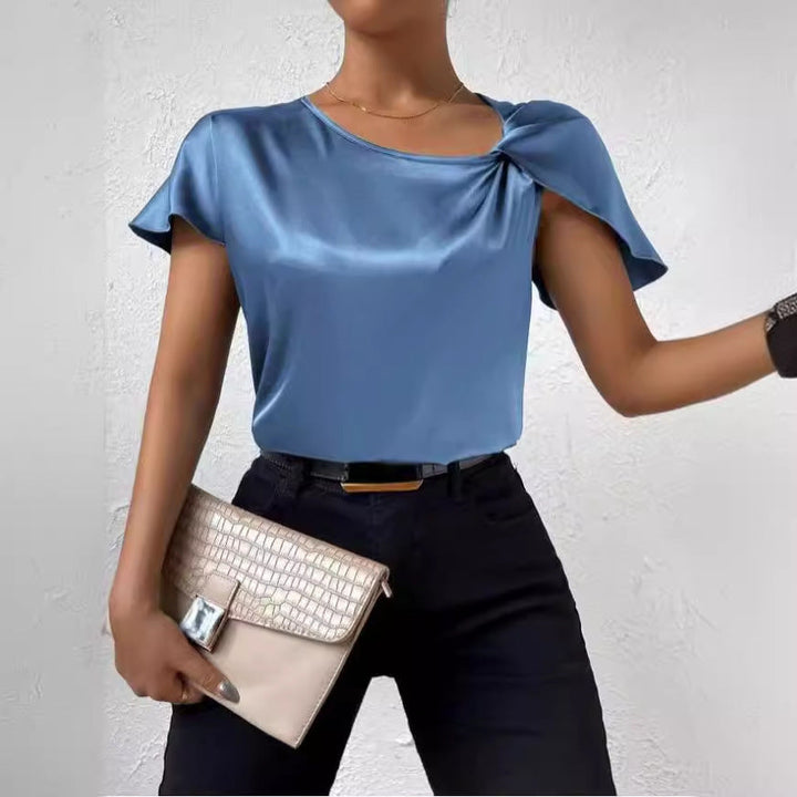 Echoarchiv | Satin Twist Einfarbiger Lockerer Vielseitiger Top