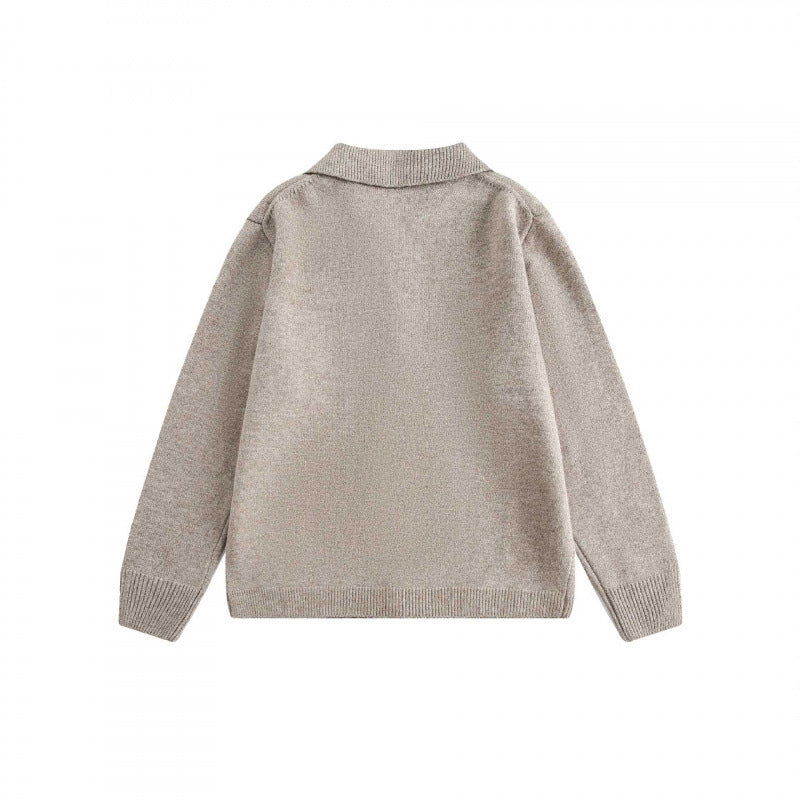 Unisex Boxy Strickcardigan mit Hemdkragen und durchgehender Knopfleiste Echo Archiv