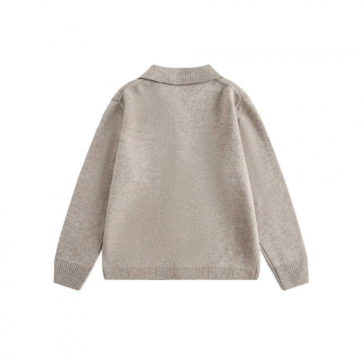 Unisex Boxy Strickcardigan mit Hemdkragen und durchgehender Knopfleiste Echo Archiv