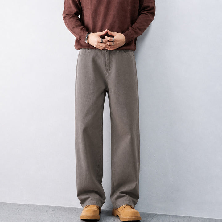 Herren Weite Baumwoll-Jeans mit hohem Bund und Five-Pocket-Design Echoarchiv