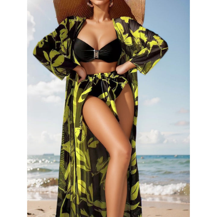Damen Bikini-Set mit floralem Überrock und stilvollem Bandeau-Oberteil Echo Archiv