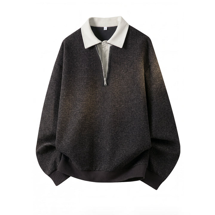 Unisex Oversize-Pullover mit Polokragen und halbem Reißverschluss Echo Archiv
