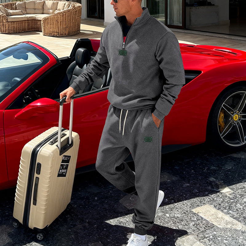 Herren nan komfortables Halbzip-Sweatset mit tapered Jogginghose und elastischem Tunnelzug Echo Archiv