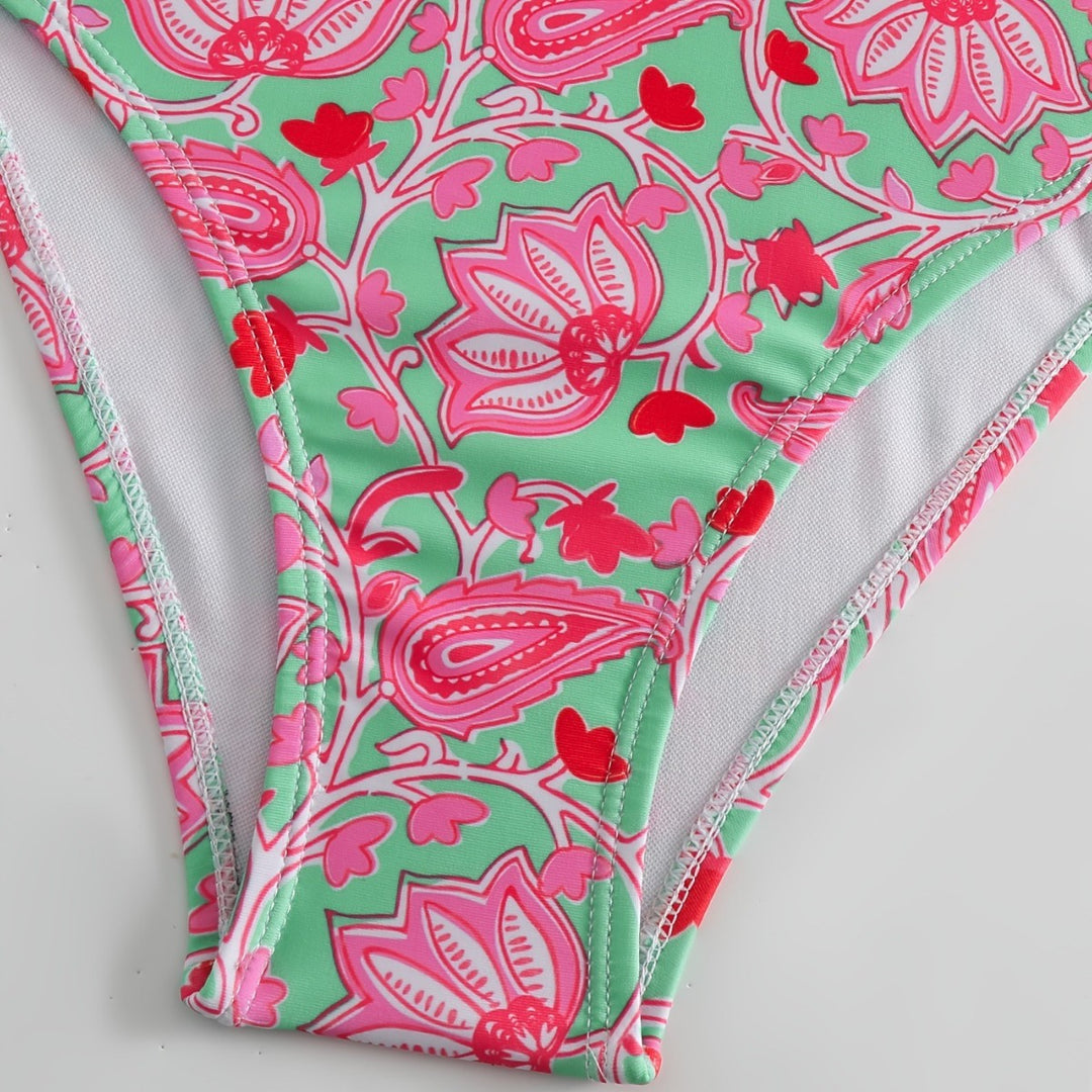 Damen Einteiliger Badeanzug mit floralem Design und modischen Trägern Echo Archiv