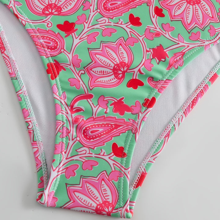 Damen Einteiliger Badeanzug mit floralem Design und modischen Trägern Echo Archiv