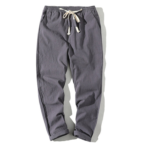 Herren nan leichte Leinenhose mit elastischem Bund und Kordelzug, tapered Schnitt und aufrollbarem Saum Echo Archiv