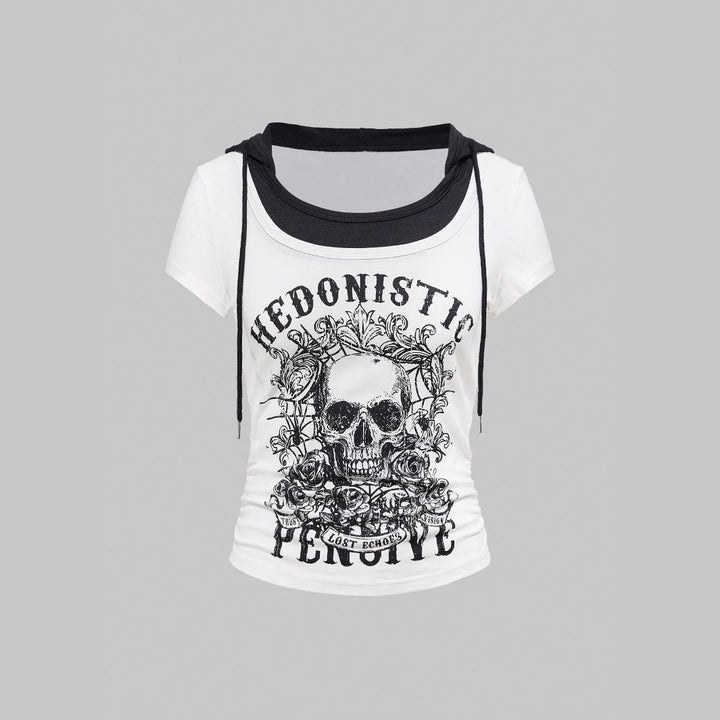 Damen Grafik T-Shirt mit Distressed Skull-Design Echo Archiv