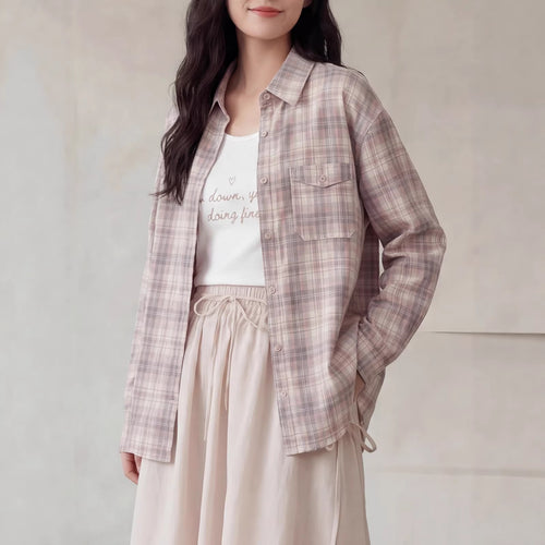 Damen Karierte Bluse mit Langärmeliger Jacke Echo Archiv