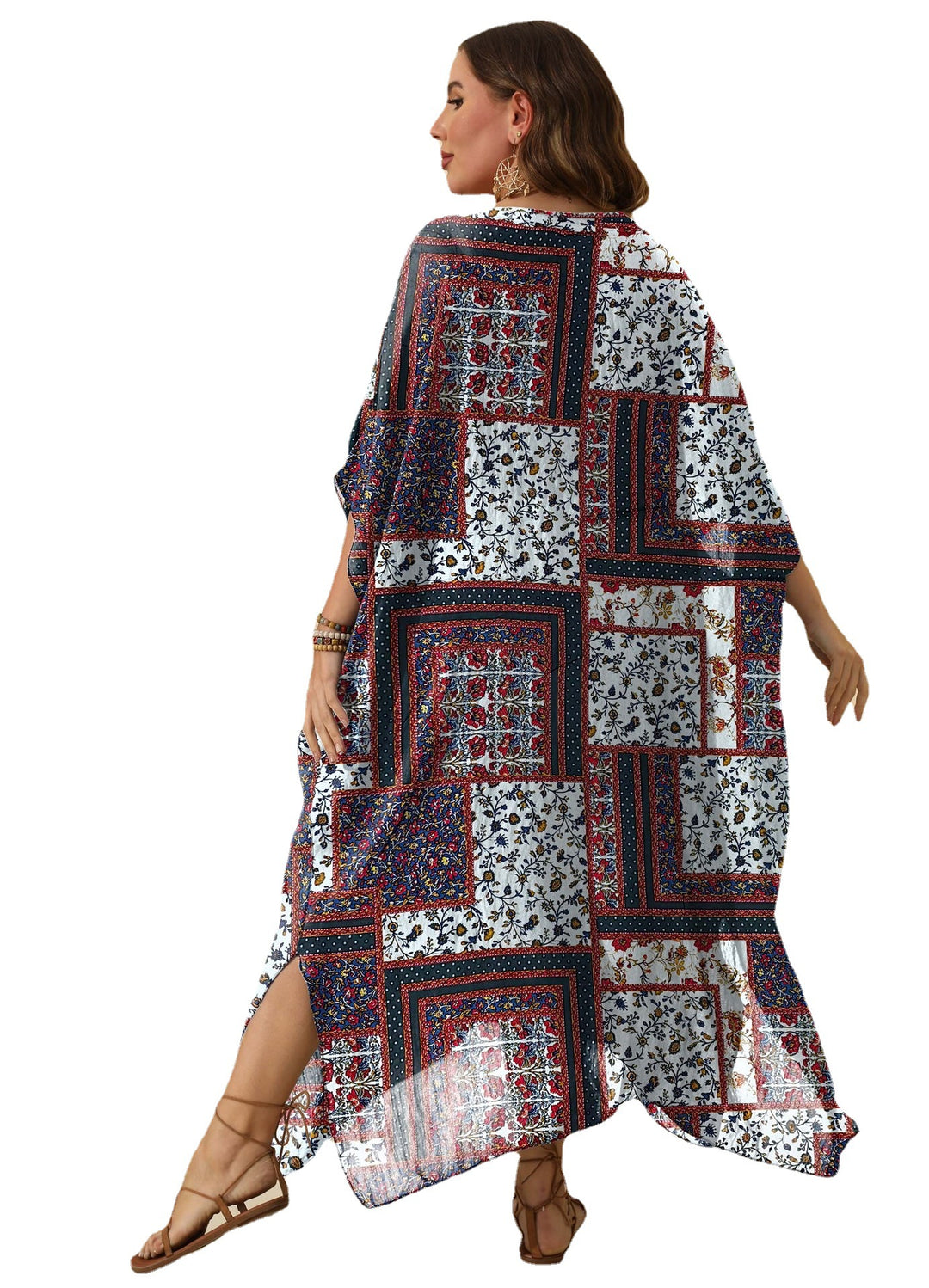 Damen luftiges Maxikleid mit farbenfrohem Patchwork-Design Echo Archiv