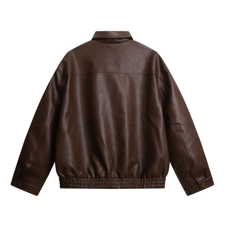 Damen Kurz geschnittene Kunstlederjacke im Oversized‑Look mit Pattentaschen Echoarchiv