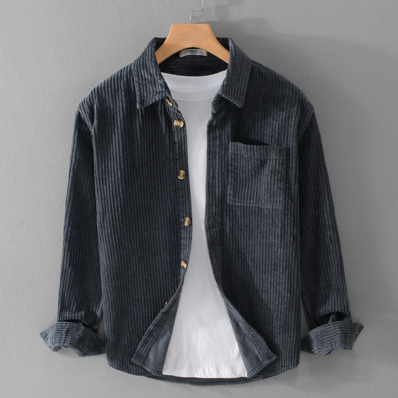 Herren Cord-Overshirt mit breiter Rippenstruktur, Brusttasche und Relaxed-Fit Echoarchiv