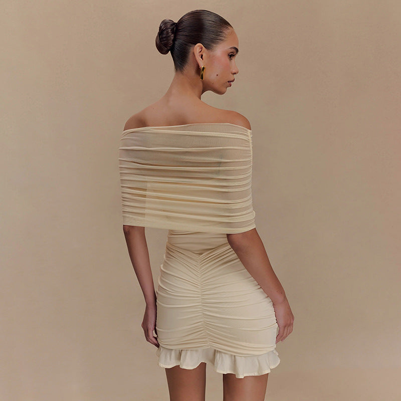Damen figurbetontes Minikleid mit voluminösen Puffärmeln und Rüschensaum Echo Archiv
