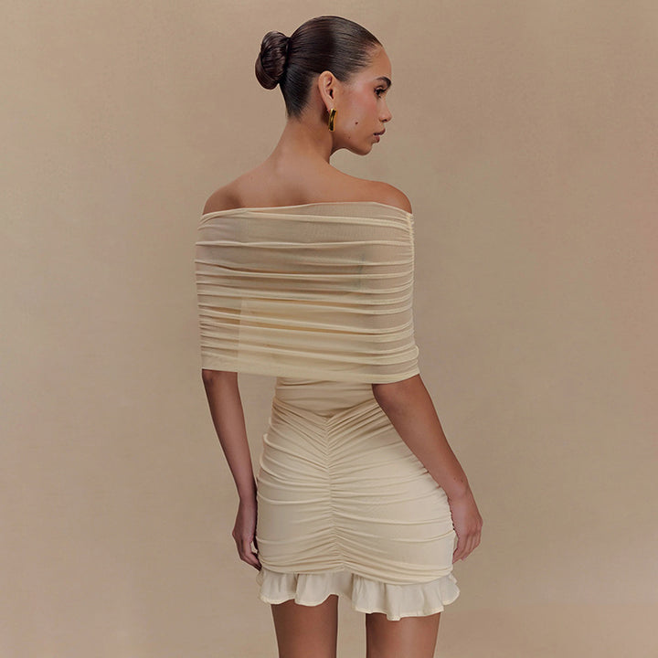 Damen figurbetontes Minikleid mit voluminösen Puffärmeln und Rüschensaum Echo Archiv