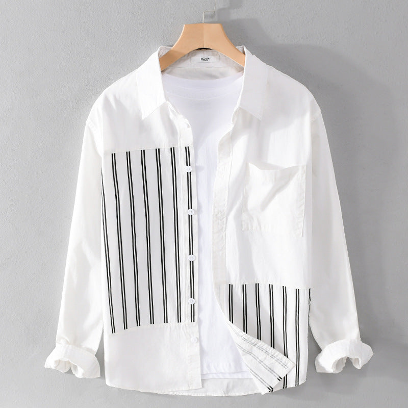 Damen Zweiteiliges Loungewear-Set mit Oversize-Hemd im Streifenpatch und elastischer Bund-Jogger Echoarchiv