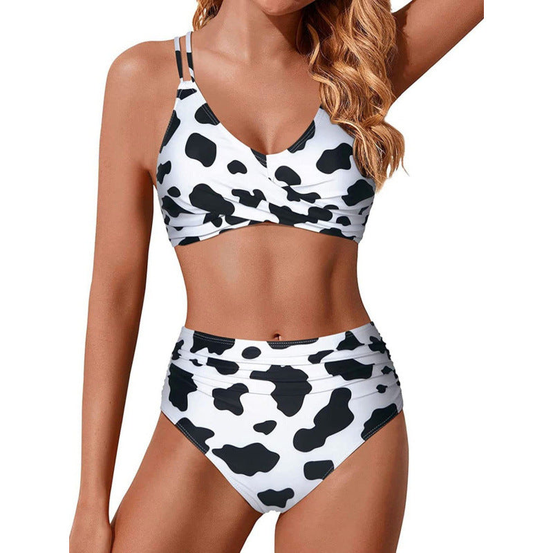 Damen Hochtailliertes Bikini-Set mit gerafftem Oberteil Echo Archiv