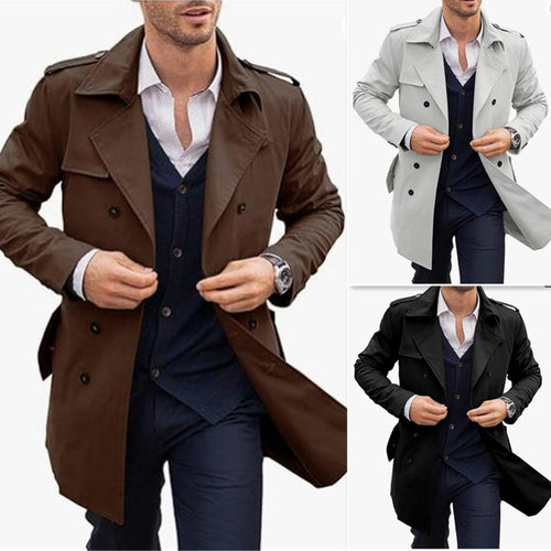 Herren Eleganter Trenchcoat mit klassischem Schnitt und praktischen Taschen Echoarchiv