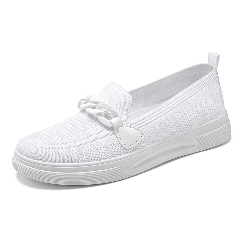 Damen nan komfortabler Strick-Slip-On Loafer mit elastischem Einstieg, dekorativer Kettenapplikation und stoßdämpfender EVA-Leichtsohle Echo Archiv