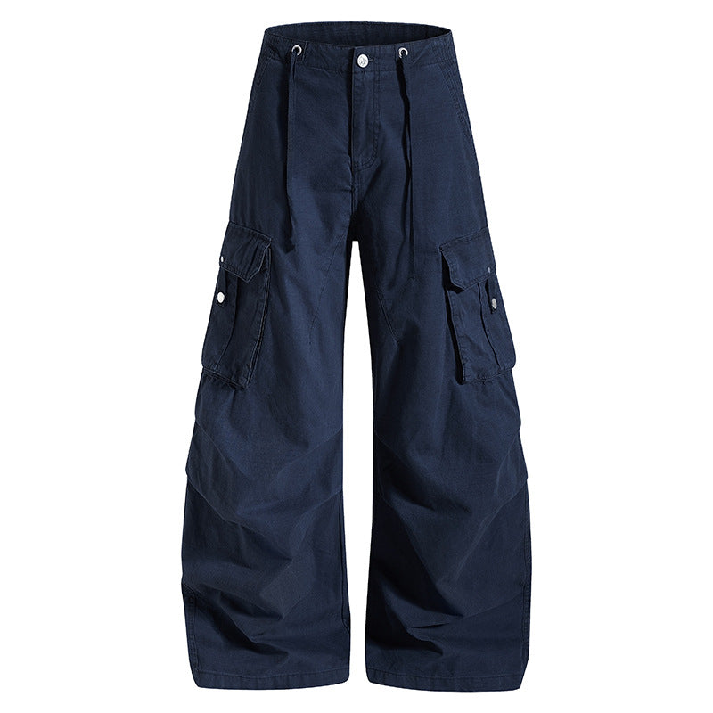 Damen weite High-Waist Cargo-Hose mit Tunnelzugbund und großen Klapptaschen Echoarchiv