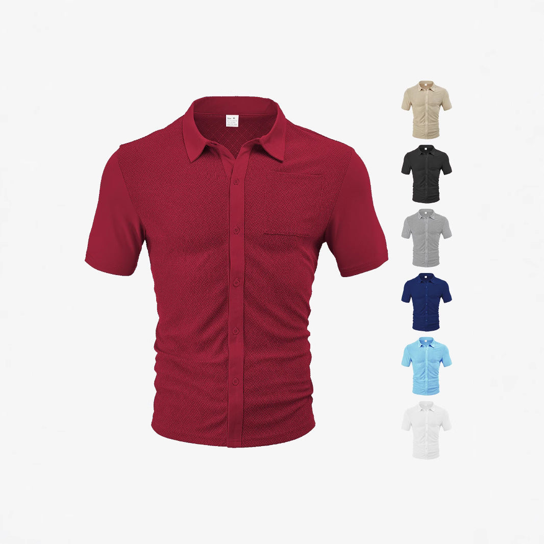 Herren kurzärmliges Hemd mit strukturierter Oberfläche und praktischer Brusttasche Echoarchiv
