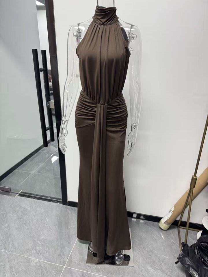 Damen Elegantes Drapiertes Abendkleid mit tiefem Rückenausschnitt und figurbetontem Schnitt Echo Archiv